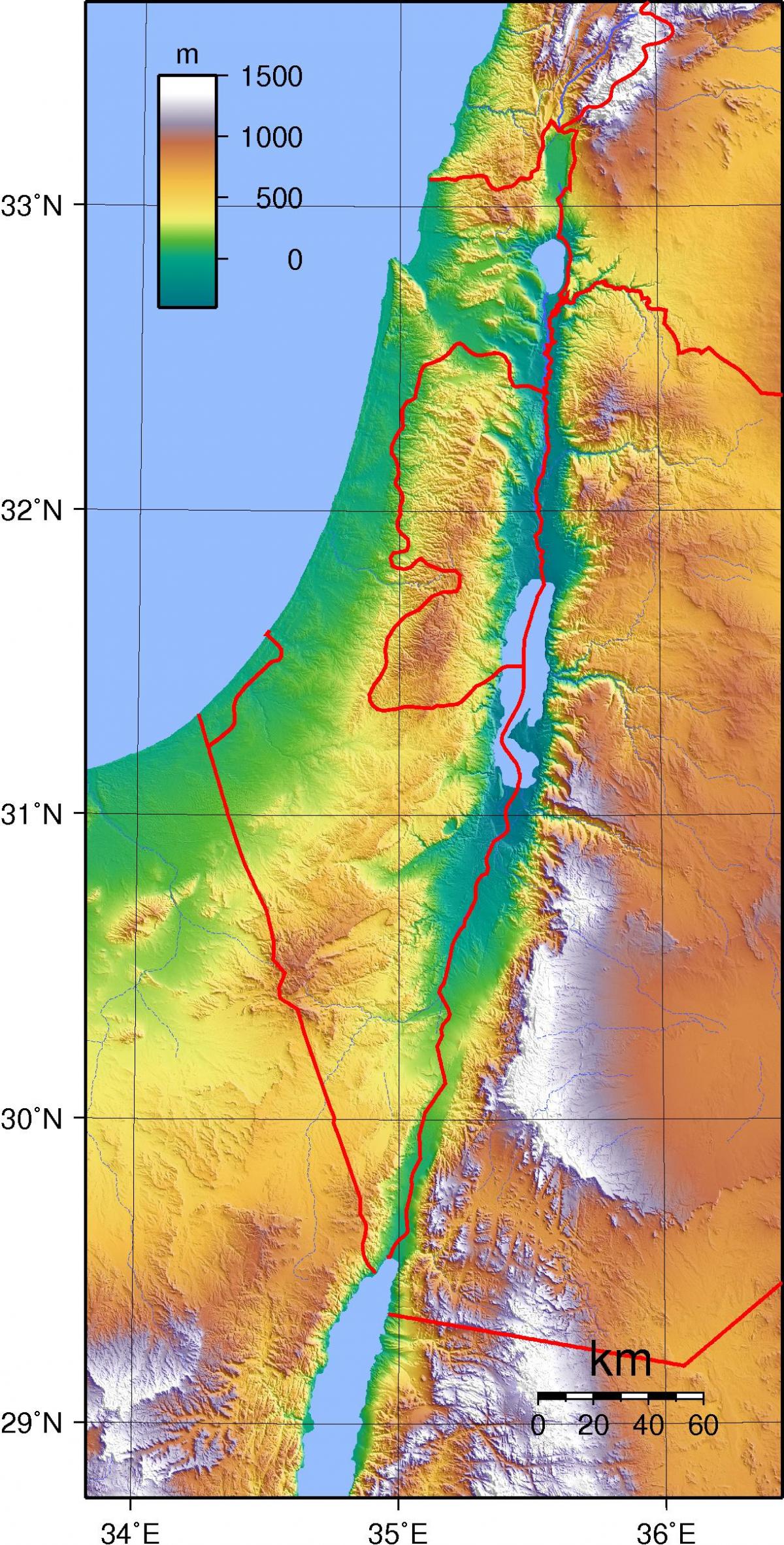 以色列海拔高度图