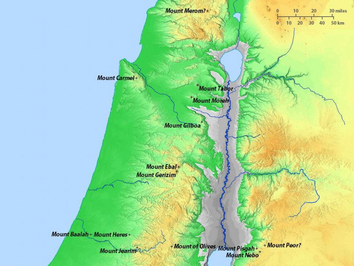 以色列的山脉地图