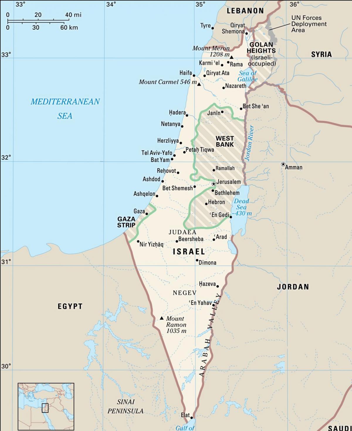 以色列地图及主要城市