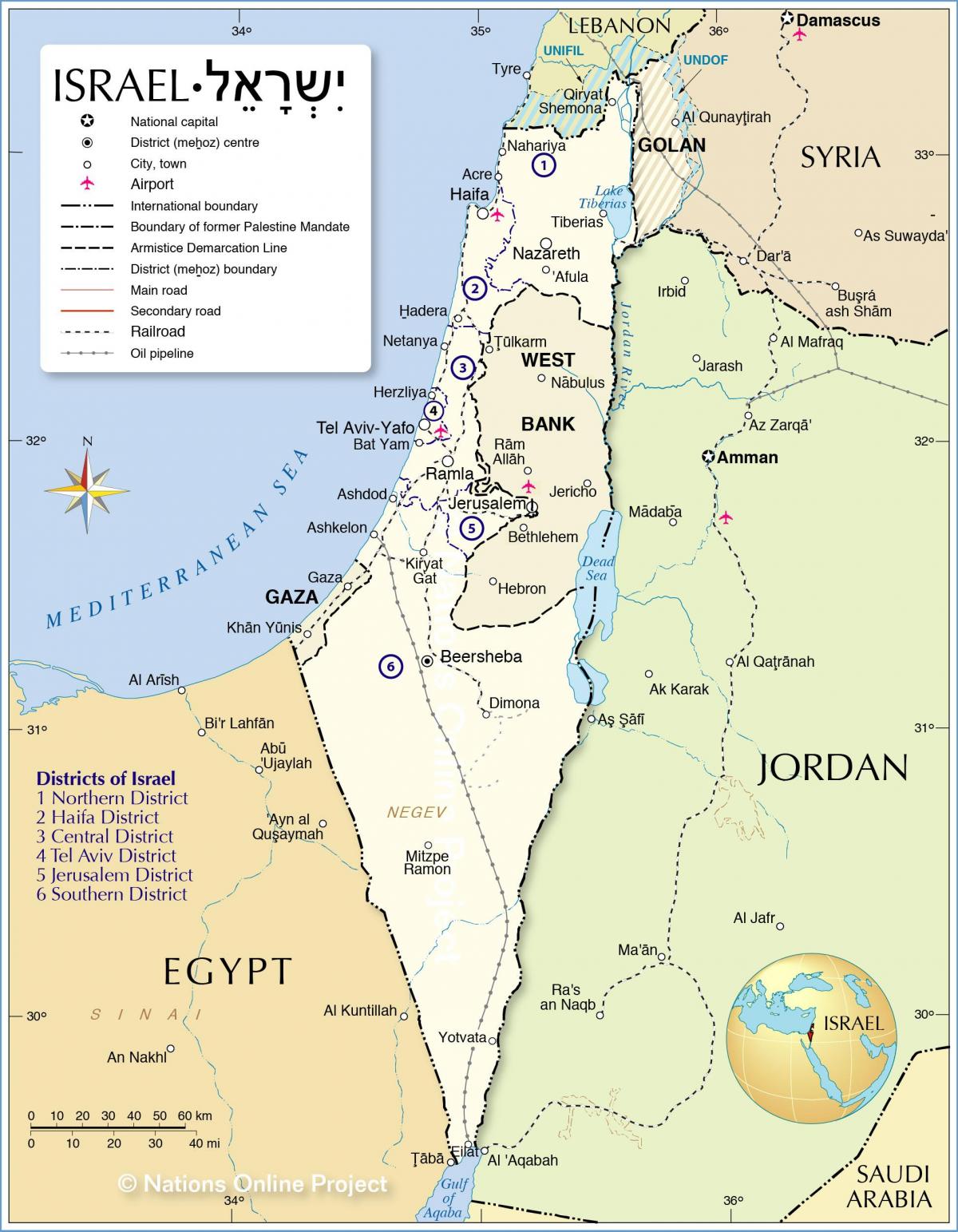 以色列在地图上的位置